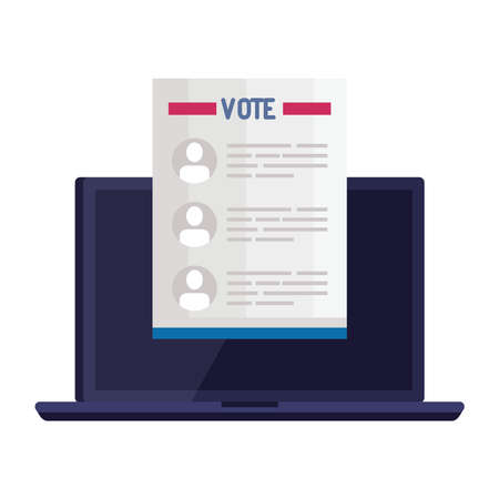 Vote paper in front of laptop design, President election government and campaign theme Vector illustrationのイラスト素材
