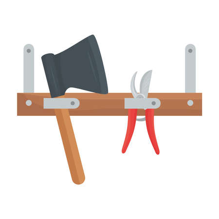 Gardening axe and pliers design, garden planting and nature theme Vector illustrationのイラスト素材