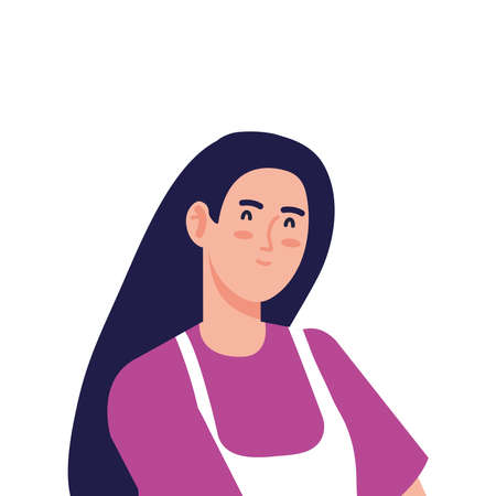woman cartoon with apron design, Girl female person people human and social media theme Vector illustrationのイラスト素材