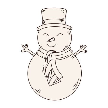 merry christmas snowman design, winter season and decoration theme Vector illustrationのイラスト素材