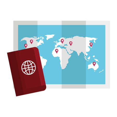 travel passport and world map design, trip tourism and journey theme Vector illustrationのイラスト素材