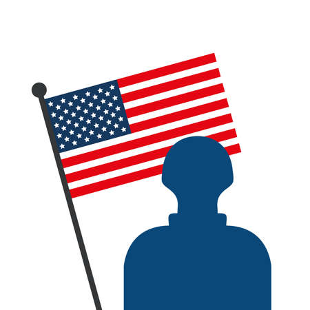 military soldier man with usa flag design, armed forces patriotic american patriotism army war and service theme Vector illustrationのイラスト素材