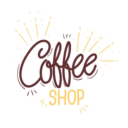 coffee shop lettering design of drink caffeine breakfast and beverage theme Vector illustrationのイラスト素材
