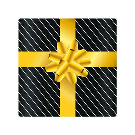Gift with bowtie striped design, happy birthday celebration decoration party festive and surprise theme Vector illustrationのイラスト素材
