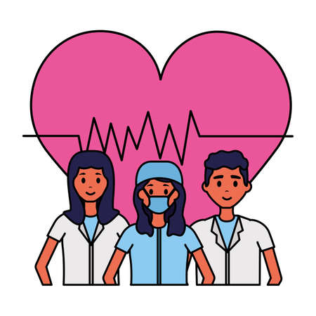 medical women and man characters professional vector illustrationのイラスト素材