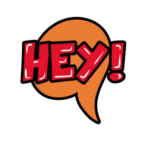 speech bubble with expresion hey word pop art flat style vector illustration designのイラスト素材