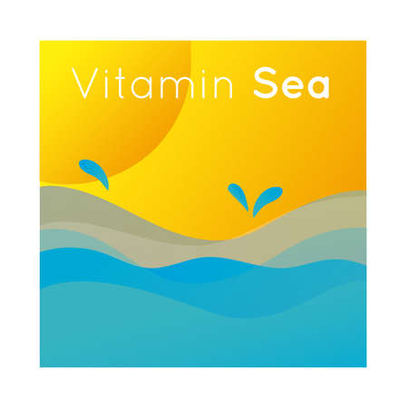 vitamin sea colorful banner with beach vector illustration designのイラスト素材