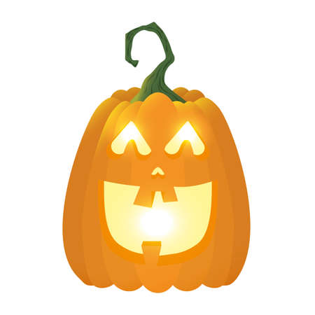halloween pumpkin lamp with face character vector illustration designのイラスト素材