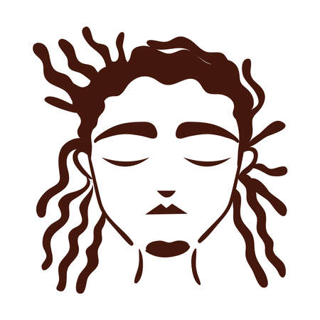 young afro man ethnicity with rasta hair style silhouette style icon vector illustration designのイラスト素材