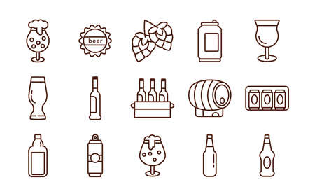 bundle of beer international day icons vector illustration designのイラスト素材