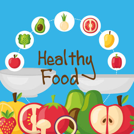 Healthy and organic food design, Fresh natural market product quality and eco theme Vector illustrationのイラスト素材