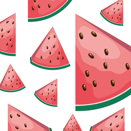 sliced and whole watermelon tropical fruits background vector illustration