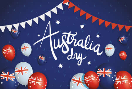 australia day celebration with balloons helium and garlands vector illustration designのイラスト素材