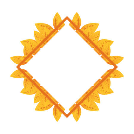 autumn square frame with leafs decoration vector illustration designのイラスト素材