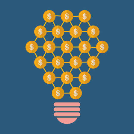 bulb shape coins money finance icons vector illustrationのイラスト素材