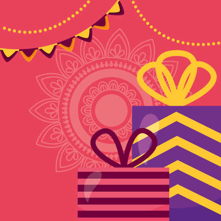 happy diwali card with gifts celebration icon vector illustration designのイラスト素材