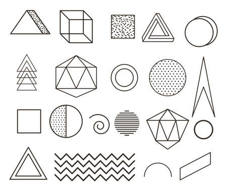 Geometric figures icon set design, Memphis style abstract trendy 90s and creative theme Vector illustrationのイラスト素材