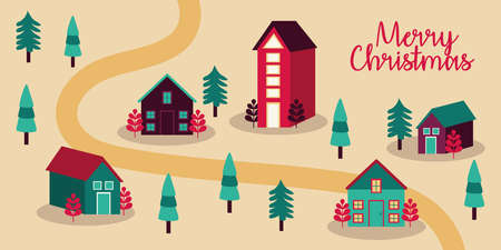 merry christmas card with vector illustration designのイラスト素材