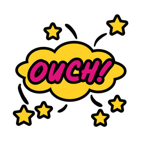 expresion cloud with ouch word pop art flat style vector illustration designのイラスト素材