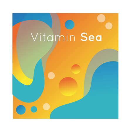 vitamin sea colorful banner with lettering vector illustration designのイラスト素材