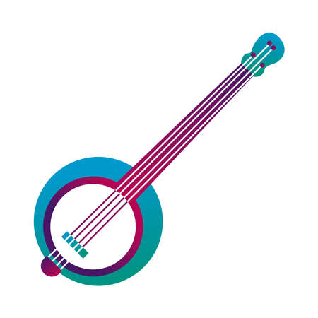 banjo string instrument line and fill style icon vector illustration designのイラスト素材