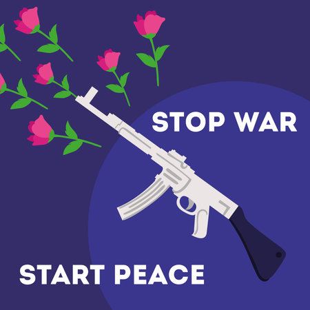 International Day of Peace and stop war letterings with rifle weapon vector illustration design