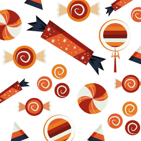 halloween sweet candies pattern background vector illustration designのイラスト素材