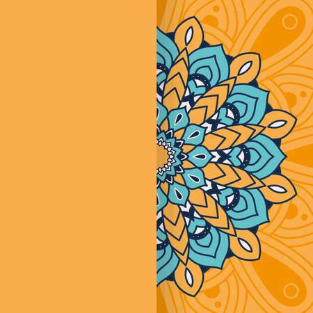 decorative floral mandala with orange background vector illustration designのイラスト素材