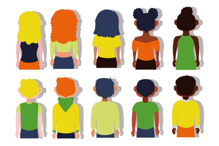 group of interracial people back Inclusion concept characters vector illustration designのイラスト素材
