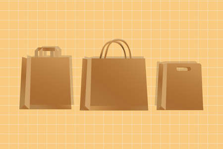 mockup paper bags brown packaging gradient style vector illustration designのイラスト素材