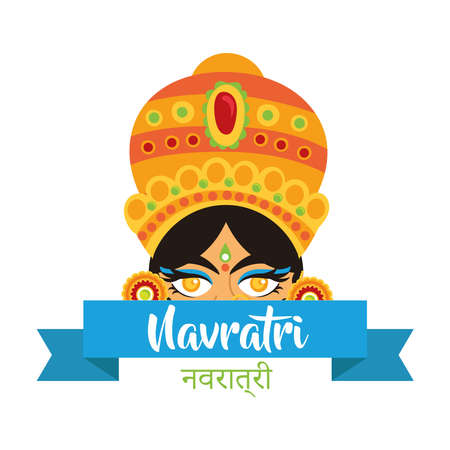 happy navratri celebration with goddess AMBA flat style vector illustration designのイラスト素材