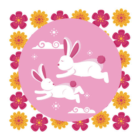 Rabbits design, Mid autumn festival china oriental celebration and traditional theme Vector illustrationのイラスト素材