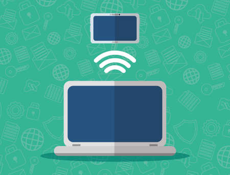 computer smartphone connection wifi technology internet security vector illustrationのイラスト素材
