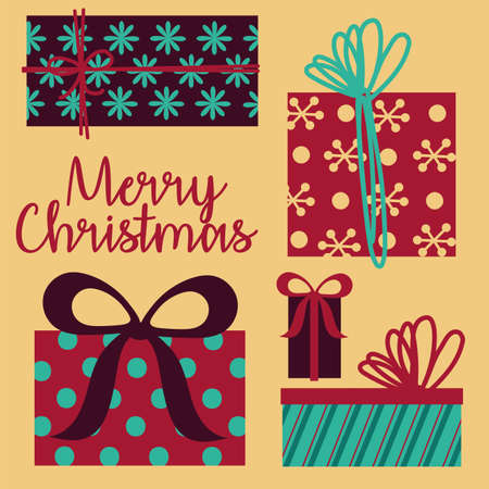 merry christmas card with gifts vector illustration designのイラスト素材