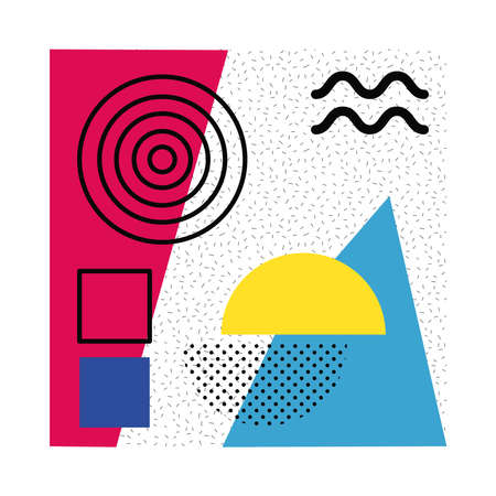 abstract poster with colors and figures geometrics vector illustration designのイラスト素材