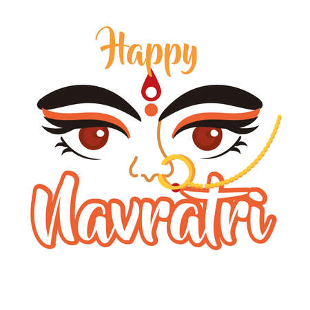 happy navratri celebration with goddess AMBA flat style vector illustration designのイラスト素材