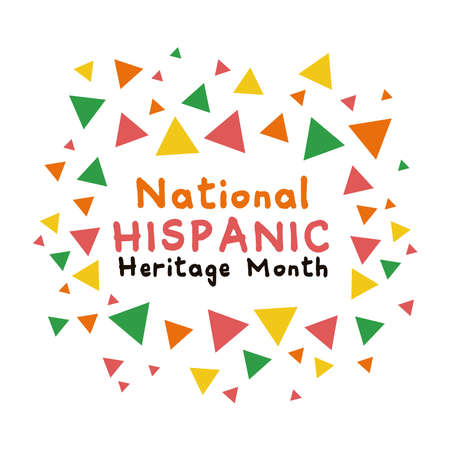 national hispanic heritage lettering with confetti colors flat style icon vector illustration designのイラスト素材