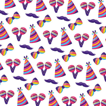 carnival hat maracas mustache background vector illustrationのイラスト素材