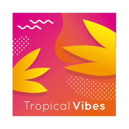 tropical vibes colorful banner with leafs plant vector illustration designのイラスト素材
