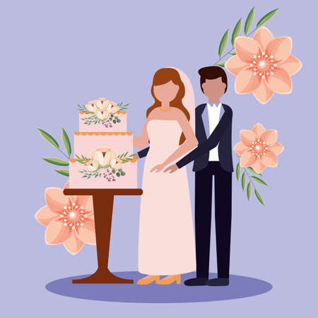 Bride and groom avatar design, Wedding marriage love celebration invitation and engagement theme Vector illustrationのイラスト素材