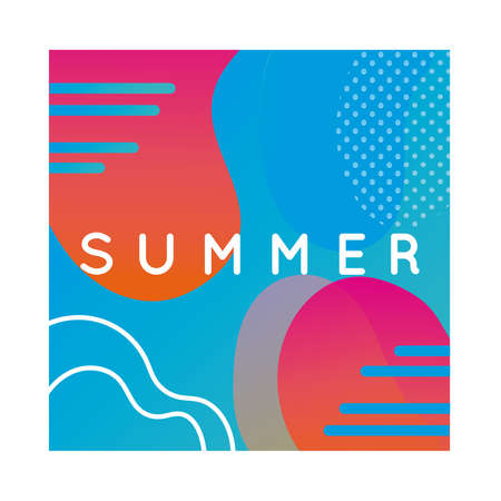 summer colorful banner with lettering vector illustration designのイラスト素材
