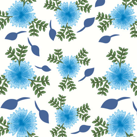 Flowers color blue pattern detailed style vector illustration designのイラスト素材