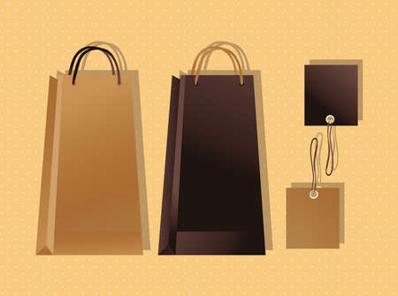 mockup paper bags colors packagings gradient vector illustration designのイラスト素材