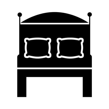 bed with pillows silhouette style icon vector illustration designのイラスト素材