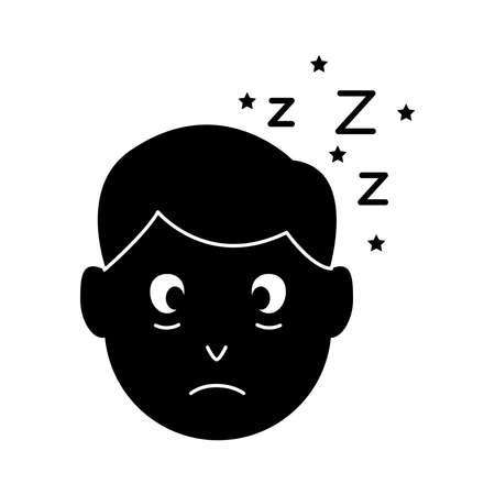 head man with Insomnia z letters silhouette style icon vector illustration designのイラスト素材