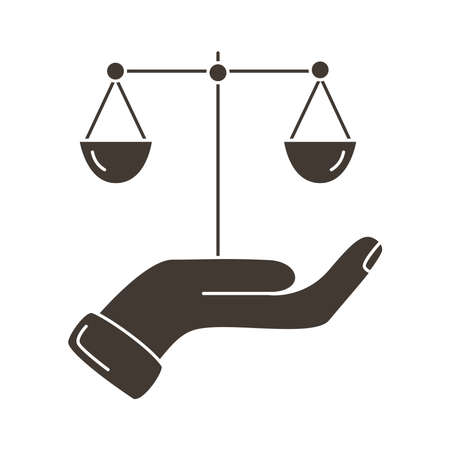 hand lifting scale balance silhouette style icon vector illustration designのイラスト素材