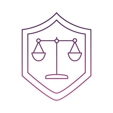 scale balance in shield line style icon vector illustration designのイラスト素材