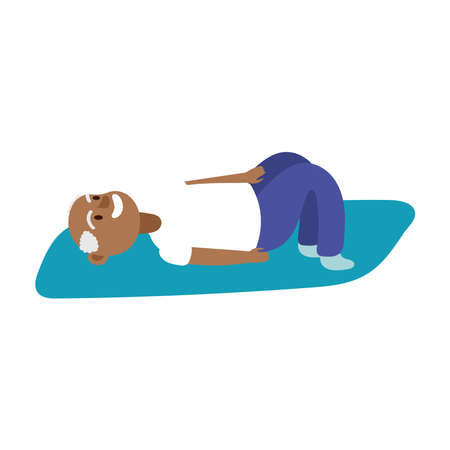 old afro man practicing exercise avatar character vector illustration designのイラスト素材