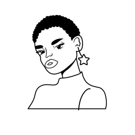 afro woman pop art style icon vector illustration designのイラスト素材