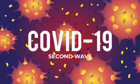 corona virus second wave poster with orange particles vector illustration designのイラスト素材
